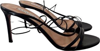 Aquazzura Aquazurra Black Leather Sandals Size 40.5