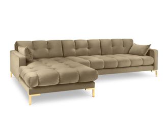 MICADONI Sof&aacute; esquinero izquierdo 5 plazas de terciopelo beige