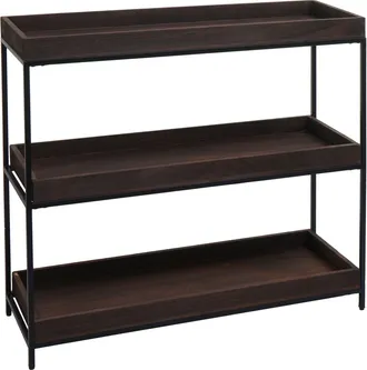 Hhg Estanter&iacute;a Hhg-874, Estanter&iacute;a De Pie Estanter&iacute;a Para Plantas Estanter&iacute;a, Madera Metal 3 Estantes 90x100x35cm, Marr&oacute;n Oscuro