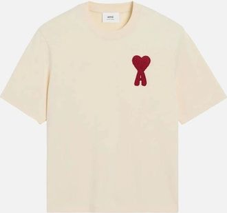Ami Mens AMI Paris Heart Patch T-Shirt Beige - Tan - Size: 40