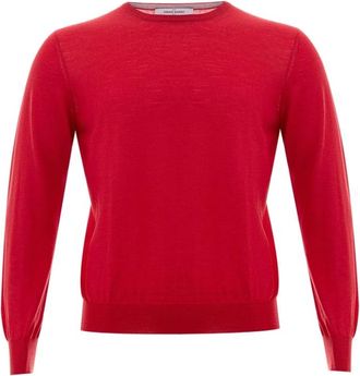 Gran Sasso Elegante wollen trui - Heren - Ronde hals truien - Rood - L - Wol - Truien & Vesten