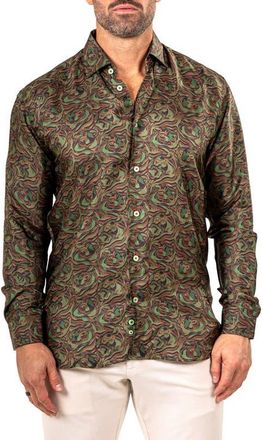 Maceoo Fibonacci Marthyr 0244 Contemporary Fit Button-Up Shirt in Green at Nordstrom, Size 3