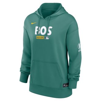 Nike Womens Boston Red Sox Authentic Collection City Connect Nike Therma MLB Pullover Hoodie in Green | 22MN0CLXBQ-HR3