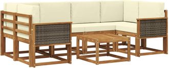 vidaXL Conjunto De Sof&aacute;s De Exterior 5 Uds. Natural Y Crema Vidaxl