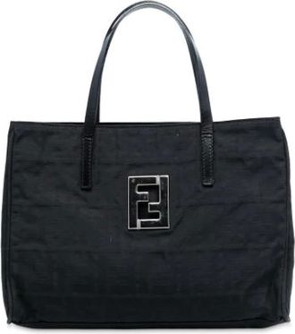 Fendi Pre-owned Tote Bags, female, Black, Size: ONE SIZE Pre-owned Canvas Tote Bag