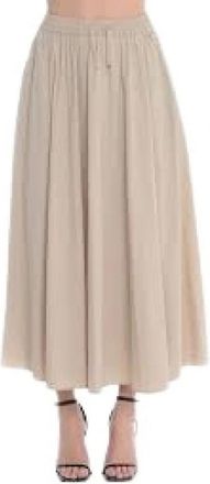 Herno Beige Rok met Koord en Zakken - Dames - Maxi Rokken - Beige - S - Polyester - Rokken