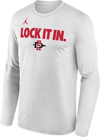 Nike Jordan San Diego State 2026 On-Court Bench Nike Mens Dri-FIT College Long-Sleeve T-Shirt in White | M22284P870SDSU-WHT