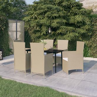 vidaXL Juego De Comedor De Jard&iacute;n 7 Piezas Con Cojines Beige Vidaxl