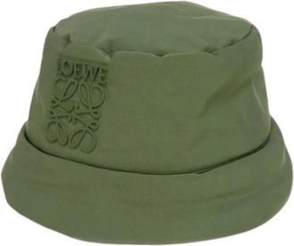 Loewe Pre-owned Puffer Bucket Hat - Heren - Vintage Accessoires - Groen - ONE Size - Leer - Vintage