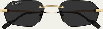 Cartier Mens Rimless Metal Geometric Sunglasses