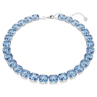 Swarovski Millenia Cushion Cut, Blue, Rhodium Plated Necklace