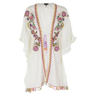 Miss Bikini Beachwear, female, White, Size: ONE SIZE Copricostume Ricamo Folk