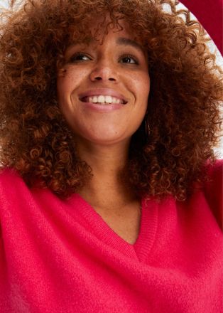 Bonprix Strickpullover BONPRIX Oversize-Strick-Pullover, Damen, Gr. 32/34 (XS), rosa (dunkelpink), Obermaterial: 75% Polyacryl, 22% Polyester, 3% Elasthan, ov