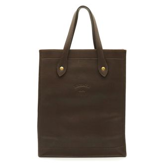 Herm&egrave;s Brown Dark Brown Leather Tote Bag (Pre-Owned)
