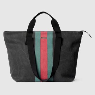 Gucci Positano Medium Tote Bag, Black, Fabric