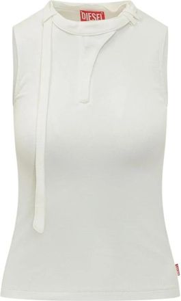 Diesel Cotton Tank Top - Dames - Tops zonder mouwen - Wit - M - Katoen - Tops