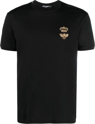Dolce & Gabbana T-Shirt In Cotone Con Ricamo In Filo Lurex-Uomo