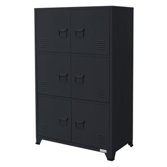 ML Design Ml-design Archivador De Oficina 75x40x120,5 Cm Acero Antracita Armario Independiente, 4 Patas Mesita Auxiliar Met&aacute;lica Con 6 Puertas Y 3 Compartimento