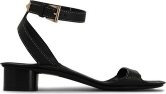 Prada 35mm triangle-logo leather sandals - women - Calf Leather/Calf Leather/Calf Leather - 37 - Black