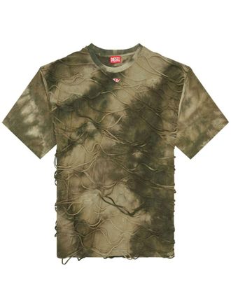 Diesel T-Boxket T-shirt met tie-dye en textuur - Groen