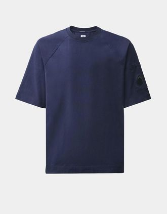 C.P. Company Mens 30/2 MERCERIZED SLEEVE LENS T SHIRT - Blue - Size: 40