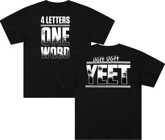 Generic Jey USO Four Letters One Word Yeet T-Shirt Crewneck Short Sleeve Cotton Tee Women Men Streetwear Tops (Black,XXS)