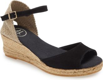 Toni Pons Llivia Wedge Sandal in Black Suede at Nordstrom, Size 10Us