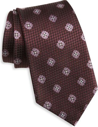 Ermenegildo Zegna Geometric Silk Tie in Dk Red Fan at Nordstrom