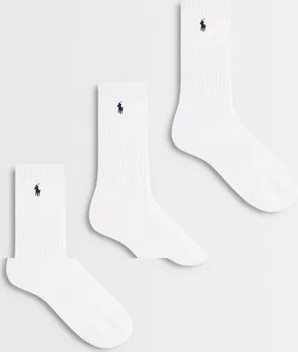 Polo Ralph Lauren Confezione da 6 paia di calzini bianchi con logo-Bianco