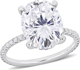 Mimi & Max 4 7/8 CT DEW Oval Created Moissanite Engagement Ring in 10K White Gold