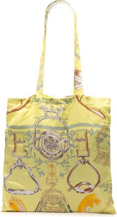 Herm&egrave;s Multi-Color Yellow Silk Shoulder Bag Tote Bag (Pre-Owned)