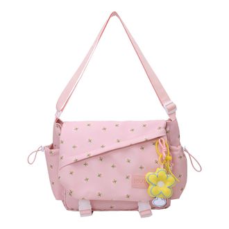 Generic Kexpery Nylon Floral Womens Shoulder Handbag Versatile Messenger Bag for Work Shopping Travel with Adjustable Shoulder Strap