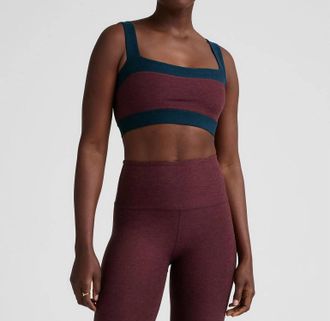 Beyond Yoga Spacedye Horizon Colorblock Bra In Midnight Burgandy/ Nocturnal Navy Heather