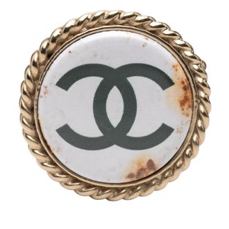Chanel Pre-owned Womens Cc Resin Gold Plated Pin Brooch - White - One Size