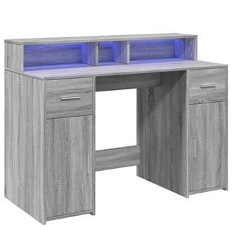 Berkfield Home Soft Desk with LED Lights Grey Sonoma 120x55x91 cm Engineered Wood | Size: 120 x 55 x 91 cm