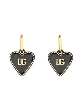 Dolce & Gabbana Black Logo Drop Earrings