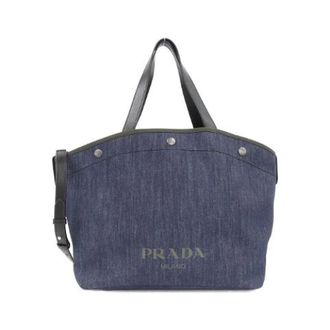 Prada Pre-owned Tote Bags, female, Blue, Size: ONE SIZE Pre-owned Denim City Calf tote bag
