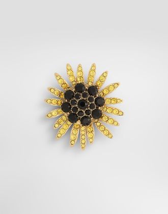 Dolce & Gabbana Sartoria Floral Brooch With Rhinestones - Man Bijoux Gold Metal Onesize