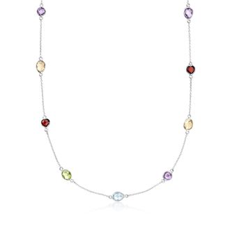 Ross-Simons Multi-Gem Station Necklace in Sterling Silver
