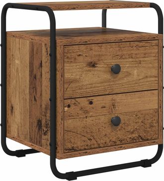 vidaXL Mesa De Noche Madera Envejecida Madera De Ingenier&iacute;a Vidaxl