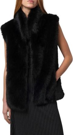 Apparis Laila Pluche Faux Sable Vest in Noir at Nordstrom, Size Xx-Small