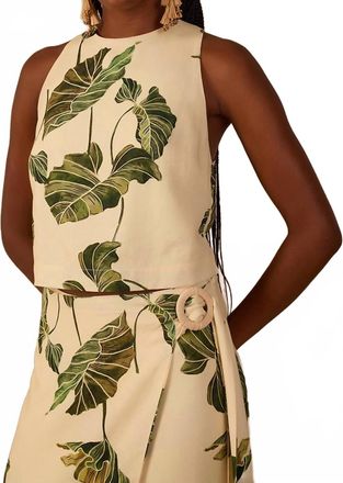 Dress To Printed Sleeveless Top In Leaf Rint