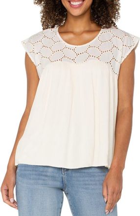 Liverpool L.A. Dolman Sleeve Cotton Eyelet Top in Vanilla Eyelet at Nordstrom Rack, Size X-Small