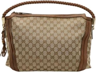 Gucci Pre-owned Handbags, female, Beige, Size: ONE SIZE Pre-owned Canvas Handbag
