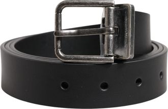Dolce & Gabbana Mens Black Classic Leather Metal Buckle Belt