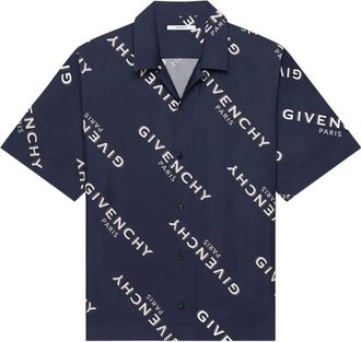 Givenchy Camicia a maniche corte con logo - Blu