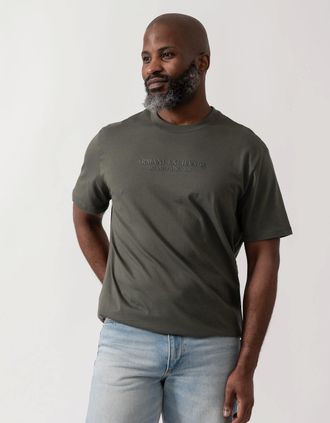 A|X Armani Exchange Mens Armani Exchange Mens T-Shirt with Tonal Milano/New York Logo - Chimera M8317 - Tan - Size: 42