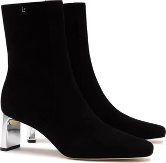 Larroude Womens Larroude Alexis Boots Black Leather Side Zip Ankle Bootie ZAP1776
