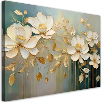 Artgeist Quadro Su Tela, Fiori Dipinti Di Bianco - 120x80