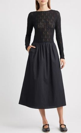 Rails Amberly Lace Bodice Flared Maxi Dress in Black Lace at Nordstrom Rack, Size Small